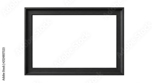 Modern black wooden picture frame with elegant design and subtle wood grain texture on a clean white background, perfect for high-quality digital use as a PNG image