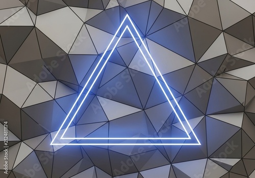 Geometric Glow: A Neon Triangle Emerges from a Textured Landscape
