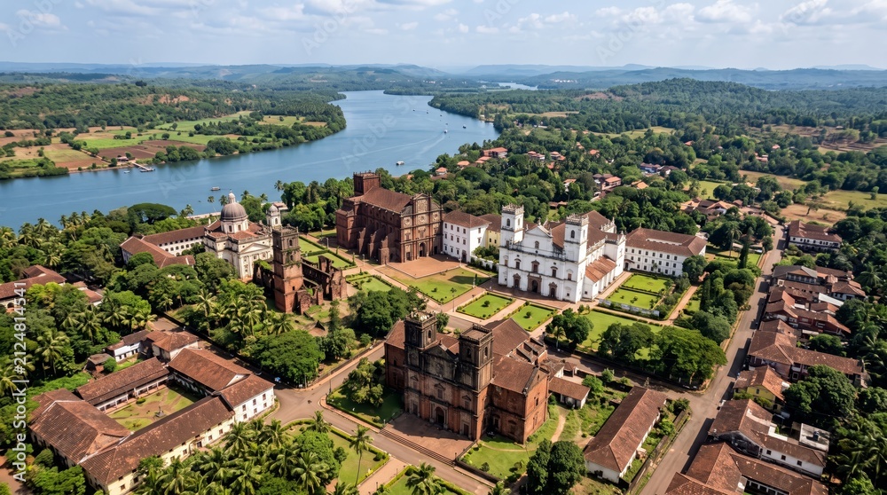Fototapeta premium India Old Goa Churches Cultural Travel Panorama