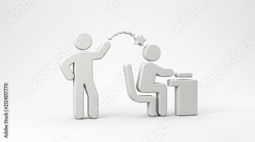 White 3D Human Figures Symbolizing Teamwork, Support, Leadership, Friendship, Collaboration, Achievement, Celebration, Victory, and Success