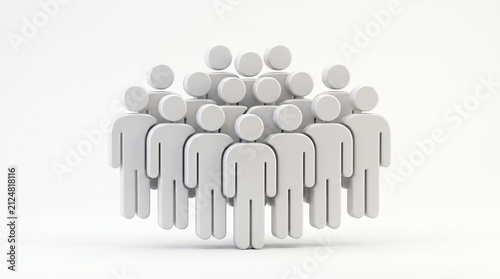 White 3D Human Figures Symbolizing Teamwork, Support, Leadership, Friendship, Collaboration, Achievement, Celebration, Victory, and Success