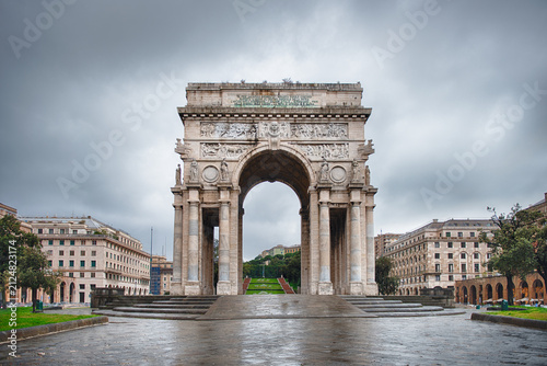 The grand Victory Arch in Genoa, Italy