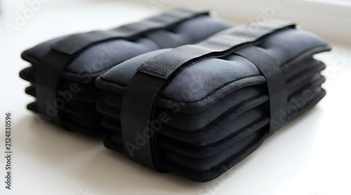 Adjustable black ankle weights with secure velcro straps