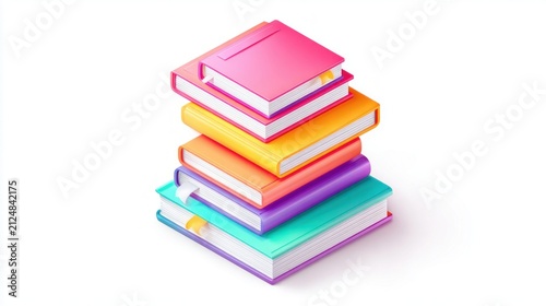 Stacked books colorful learning concept isolated