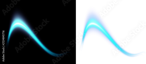 фотографія Two luminous wave forms against a black background showcasing a vibrant blue gra