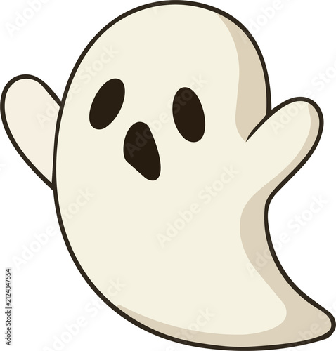 Obraz na płótnie Cute ghost character vector illustration, Halloween spooky element isolated on w