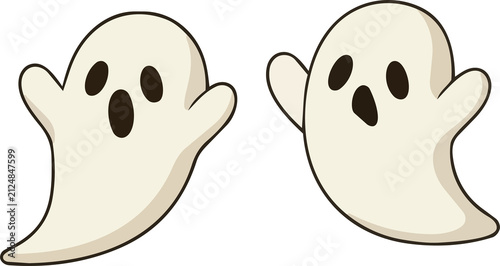 Obraz na plátně Cute ghost character vector illustration, Halloween spooky element isolated on w