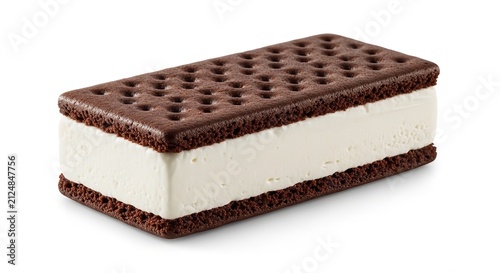 Chocolate Ice Cream Sandwich Dessert Isolated on White Background