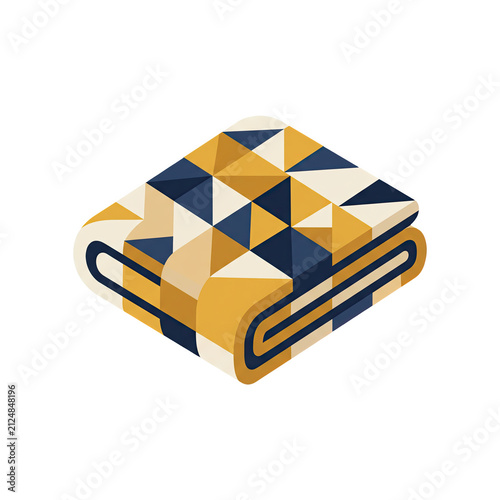 Folded Geometric Pattern Blanket Isolated Home Decor Illustration