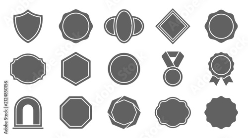 Set of black blank labels badges and frames for design elements and logos