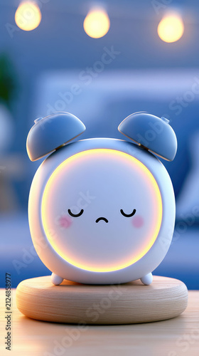 A unique 3D model of a cute, sad alarm clock, perfect for a child's bedroom or a quirky desk setup. Highly detailed render