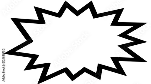 Obraz na plátně Black jagged starburst shape with empty space, isolated on transparent backgroun