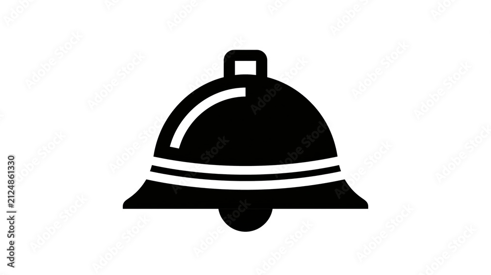 Fototapeta premium Simple black bell icon with a clapper, isolated on transparent background