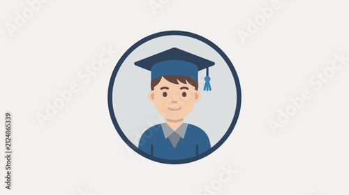 Graduation Cap and Student Avatar Illustration for Education and Achievement