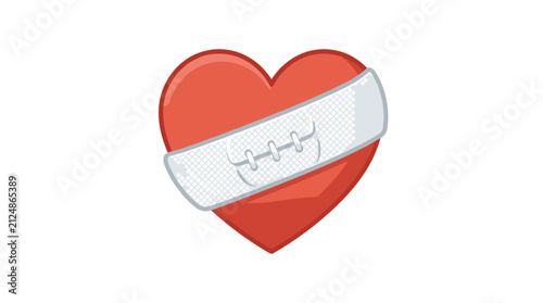 Heart with Bandage Symbolizing Medical Care and Healing