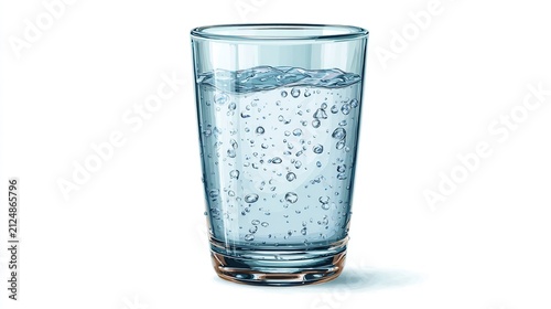 Glass of Refreshing Water with Bubbles