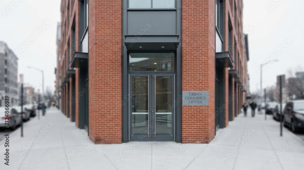Fototapeta premium Commercial Property: Brick office building located in urban district 