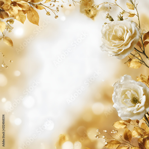 golden background with roses