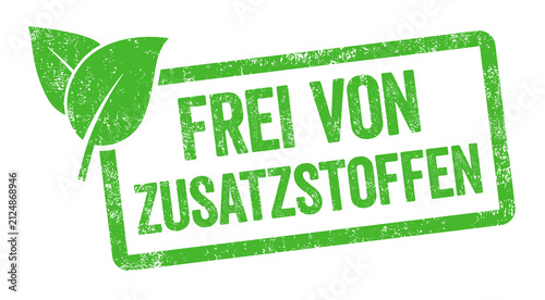 Grüner Stempel freigestellt auf weißem Hintergrund - Frei von Zusatzstoffen