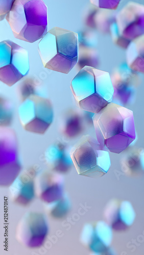 Colorful Abstract Geometric Shapes Floating in Soft Light.