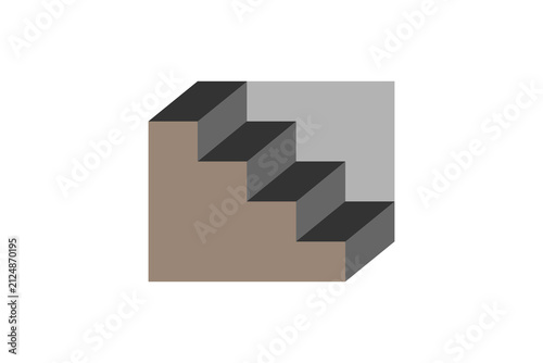 Modern 3D Isometric Staircase Geometric Illustration