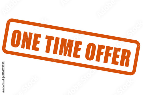 Orange grunge rubber stamp with one time offer text label