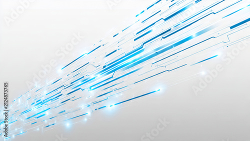 Dynamic Digital Data Streams in Motion on Light Background.