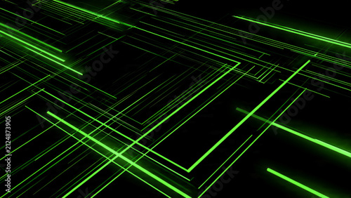 Futuristic Green Digital Grid Network Background.