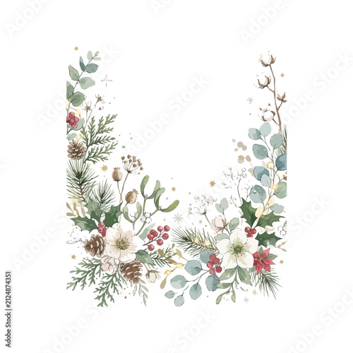 christmas frame with fir branches