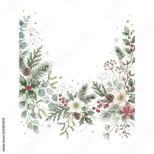 christmas frame with fir branches