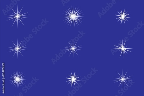 Floating abstract starburst patterns on purple background isolated on white background