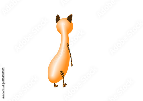 Photography A chubby ginger cat character with leopard-print ears and paws, isolated on a transparent background