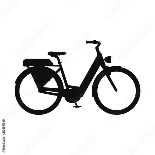 Electric City Bicycle Silhouette Vector Illustration