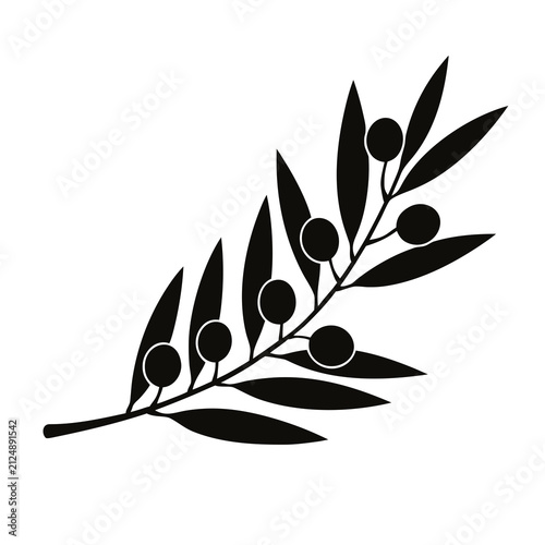 Olive Branch with Olives Silhouette Vector Illustration