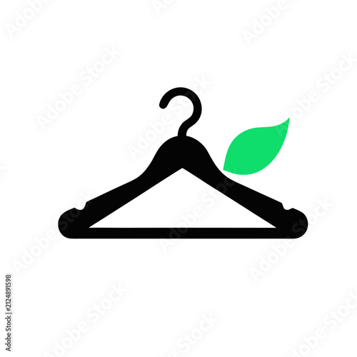 Clothes Hanger with Green Leaf Eco Friendly Fashion Vector Illustration