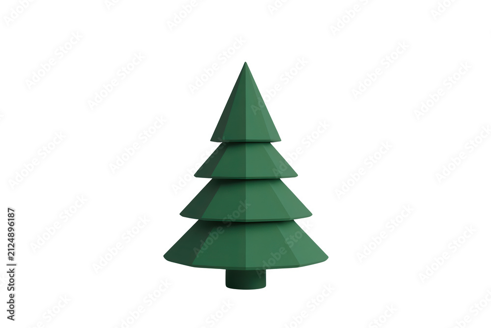 Obraz premium Dark green geometric Christmas tree isolated