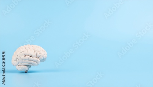 white brain on blue background