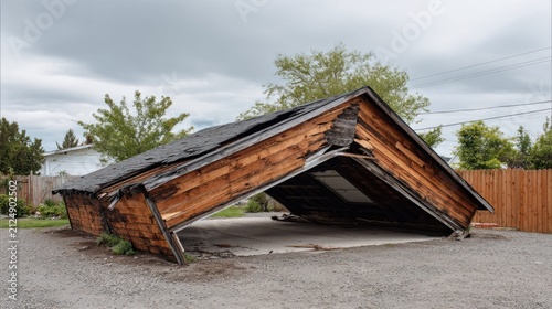 Devastation aftermath structural damage isolated building