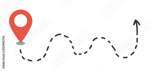 Location Pin With Dotted Travel Path