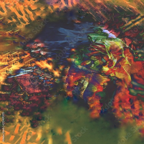 Quadro su tela Burnt Orange Emerald Distressed Painterly Abstract Artwork