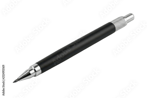 Black mechanical lead holder pencil with silver metal grip isolated