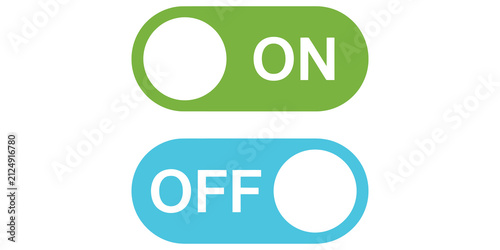On and off switch toggles isolated on transparent background digital ui elements for application settings control interface design modern web development icons showing active inactive states.