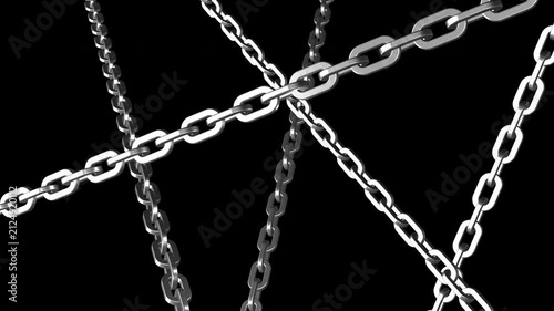 Realistic metallic chains overlay on transparent background