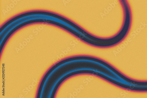 abstract retro background, yellow gradient wavy lines, blue pink curved stripes, grainy texture wallpaper