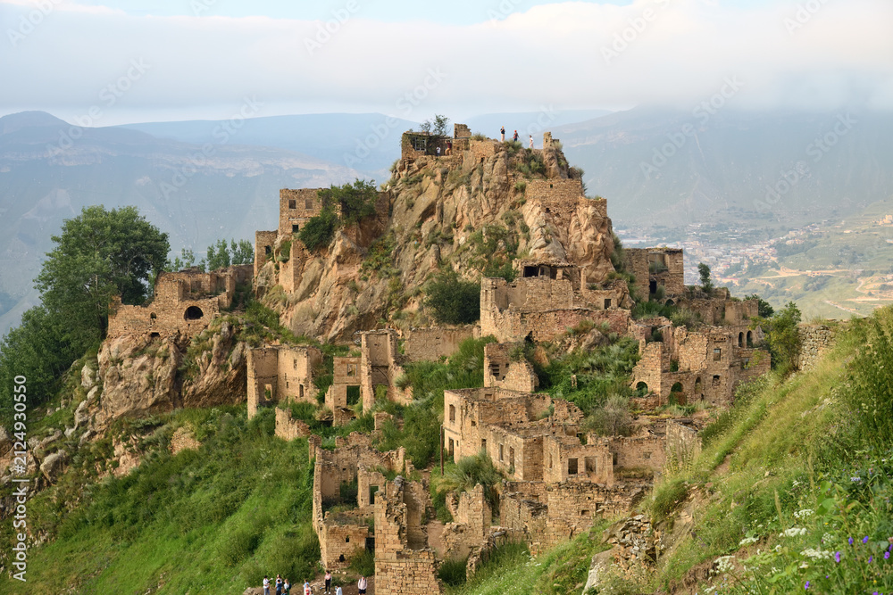 Fototapeta premium Abandoned mountain village Gamsutl. Dagestan, Russia