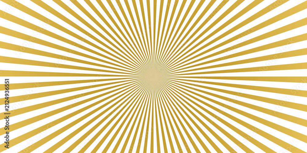Fototapeta premium Refined gold radial burst background. Abstract sunray dynamic radial stripes vector. Elegant design for presentation, packaging and backdrop.