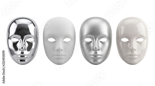 Set of blank metallic and neutral full face masks