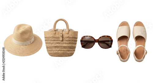 Set of summer beach fashion accessories for women