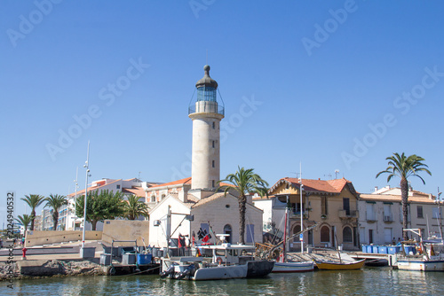 Le Grau-du-Roi Lighthouse and Fishing Harbor, Occitanie, France