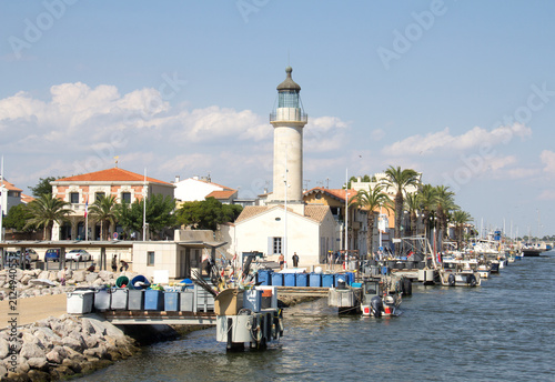 Le Grau-du-Roi Lighthouse and Fishing Harbor, Occitanie, France